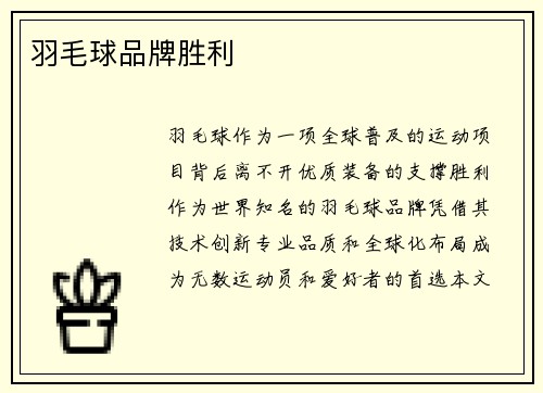 羽毛球品牌胜利